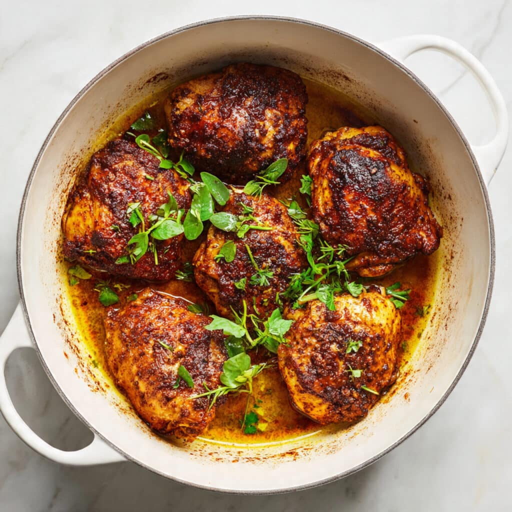 Stovetop Bone-in Chicken Thighs with Cumin and Ketchup Recipe