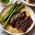 Bourbon Glazed Salmon with Asparagus and Pearl Couscous Recipe