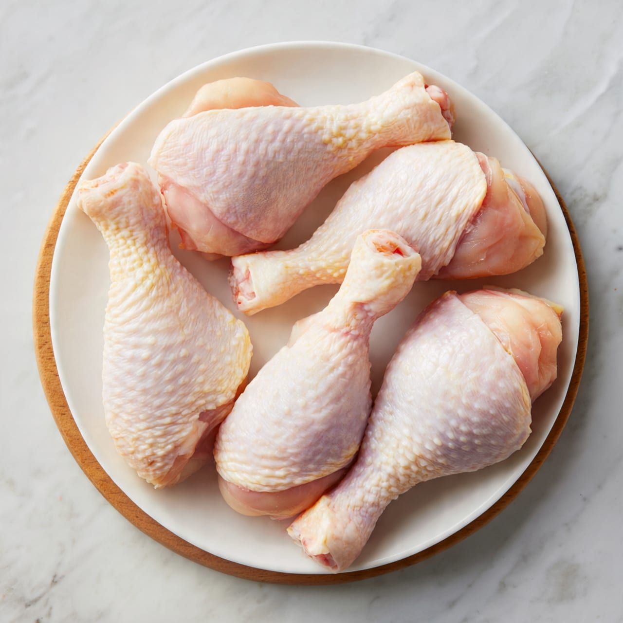 Three pieces of deep red-orange grilled chicken with a charred, textured surface sit on a white plate. They are topped with small green herb pieces. Beneath and around the chicken, thin slices of purple red onion are scattered. A small wedge of light yellow-green lime rests at the top edge of the plate. The background is a white marbled texture. photo taken with an iphone --ar 4:5 --v 7