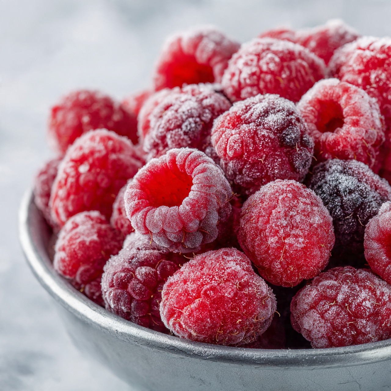 A rectangular loaf cake with a golden brown top and a slightly rough texture is baked in a white parchment paper-lined baking pan. The cake has pieces of red raspberries embedded evenly on the surface, creating spots of bright red color against the warm golden crust. The cake looks soft and moist inside, visible where slight cracks show a pale yellow crumb. The pan sits on a white marbled surface with a deep red cloth draped in the background. photo taken with an iphone --ar 4:5 --v 7