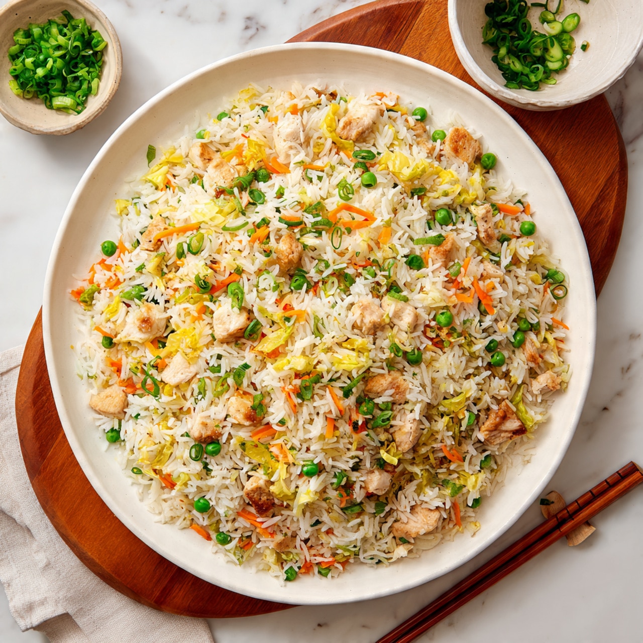 A cooked, slightly browned omelette with a textured surface that shows some small bubbles and uneven edges sits in the center of a gray non-stick pan with green handles. The omelette has light yellow and golden brown spots spread unevenly across its surface, and part of one side curls up slightly. The pan rests on a white marbled surface with a small piece of wood board partly visible under the pan’s top left side. Photo taken with an iphone --ar 4:5 --v 7