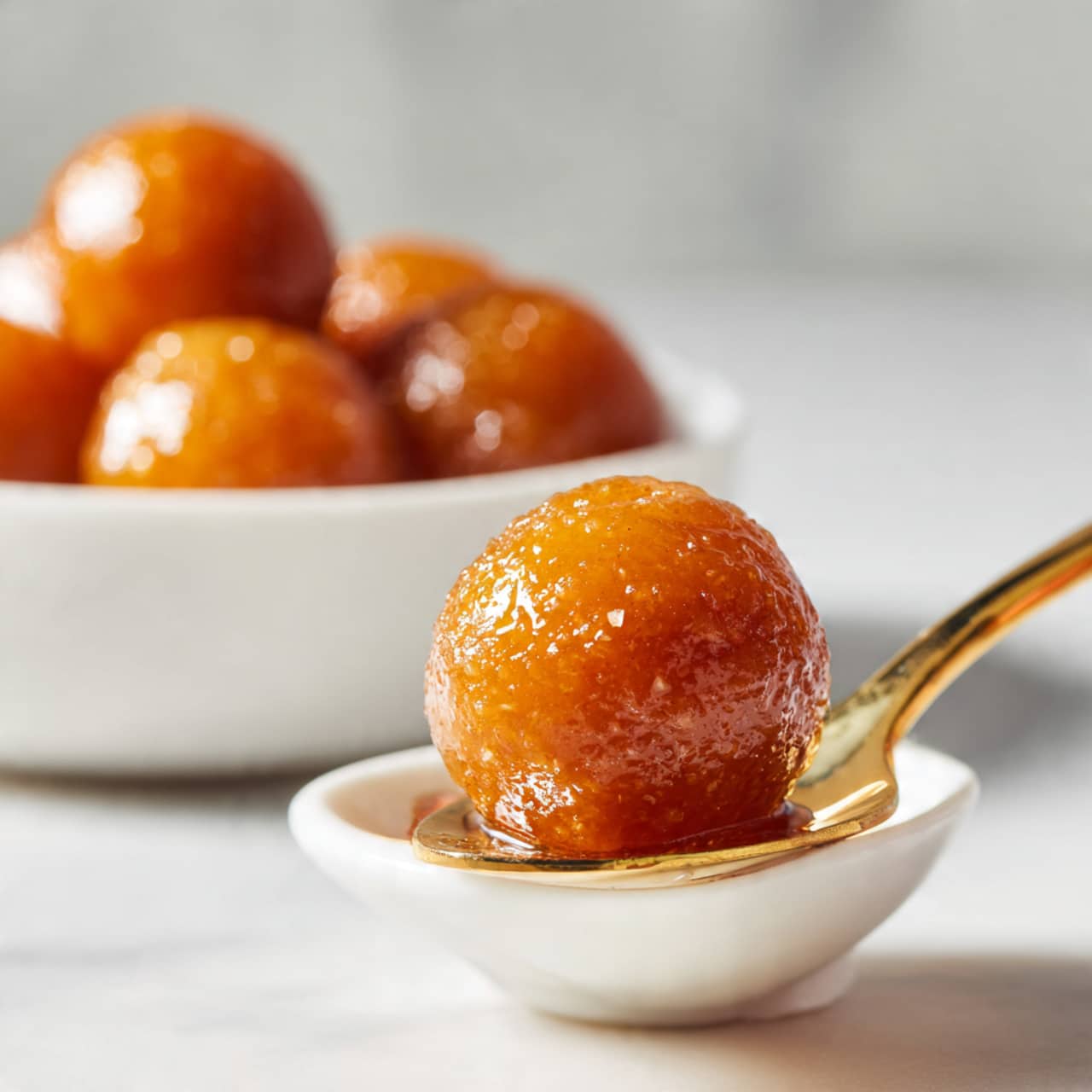 A top view of a grey bowl with three layers of ingredients inside: a pale yellow powdery layer on one side, a shiny orange liquid layer covering part of the powder, and a creamy white liquid layer swirling on top of the other two. The bowl is placed on a white marbled surface. photo taken with an iphone --ar 4:5 --v 7