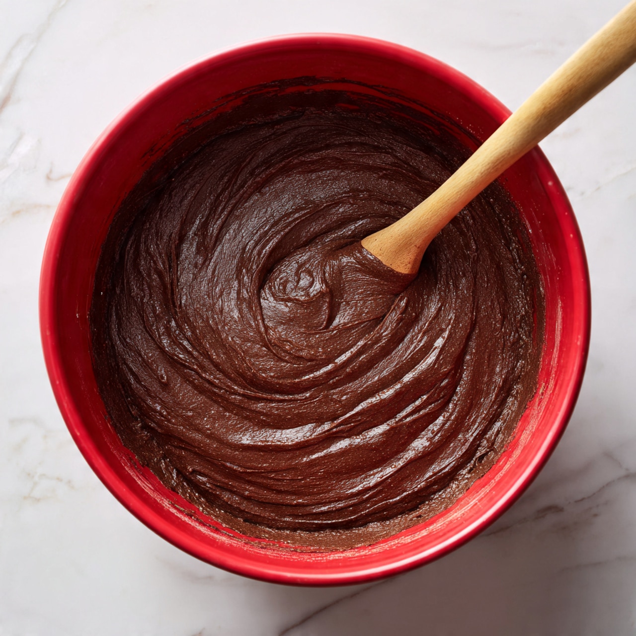 The image shows a close-up of several square-shaped chocolate brownies arranged on a light brown paper over a white marbled surface. Each brownie has two layers: a thick, dense, dark brown cake base with a slightly rough texture, and a smooth, glossy, dark chocolate icing layer on top that reflects light softly. In the background, thin slices of sweet potatoes are blurred but add a warm orange color contrast. photo taken with an iphone --ar 4:5 --v 7