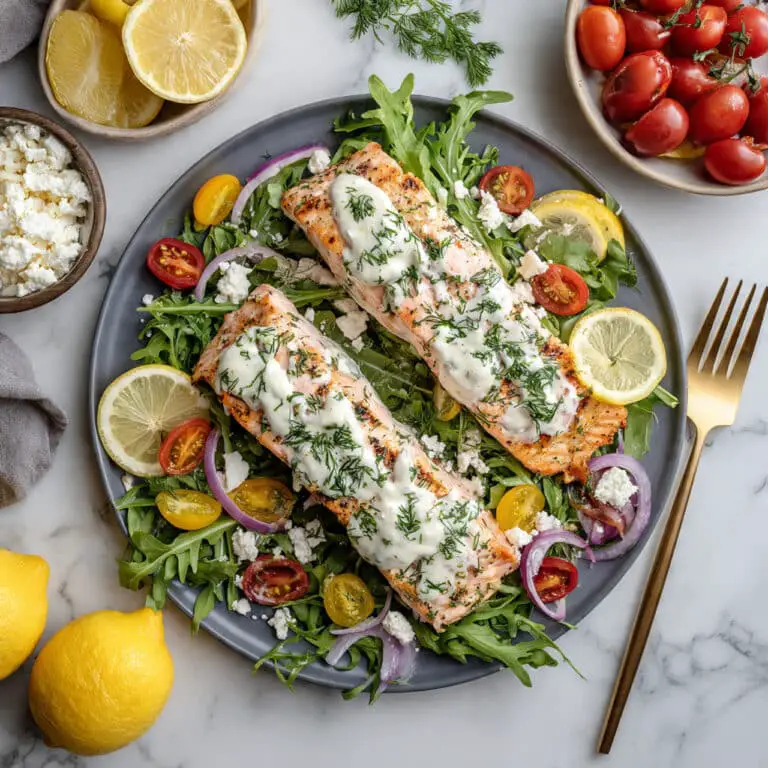 Pan-Seared Greek Salmon with Tzatziki and Greek Salsa Recipe
