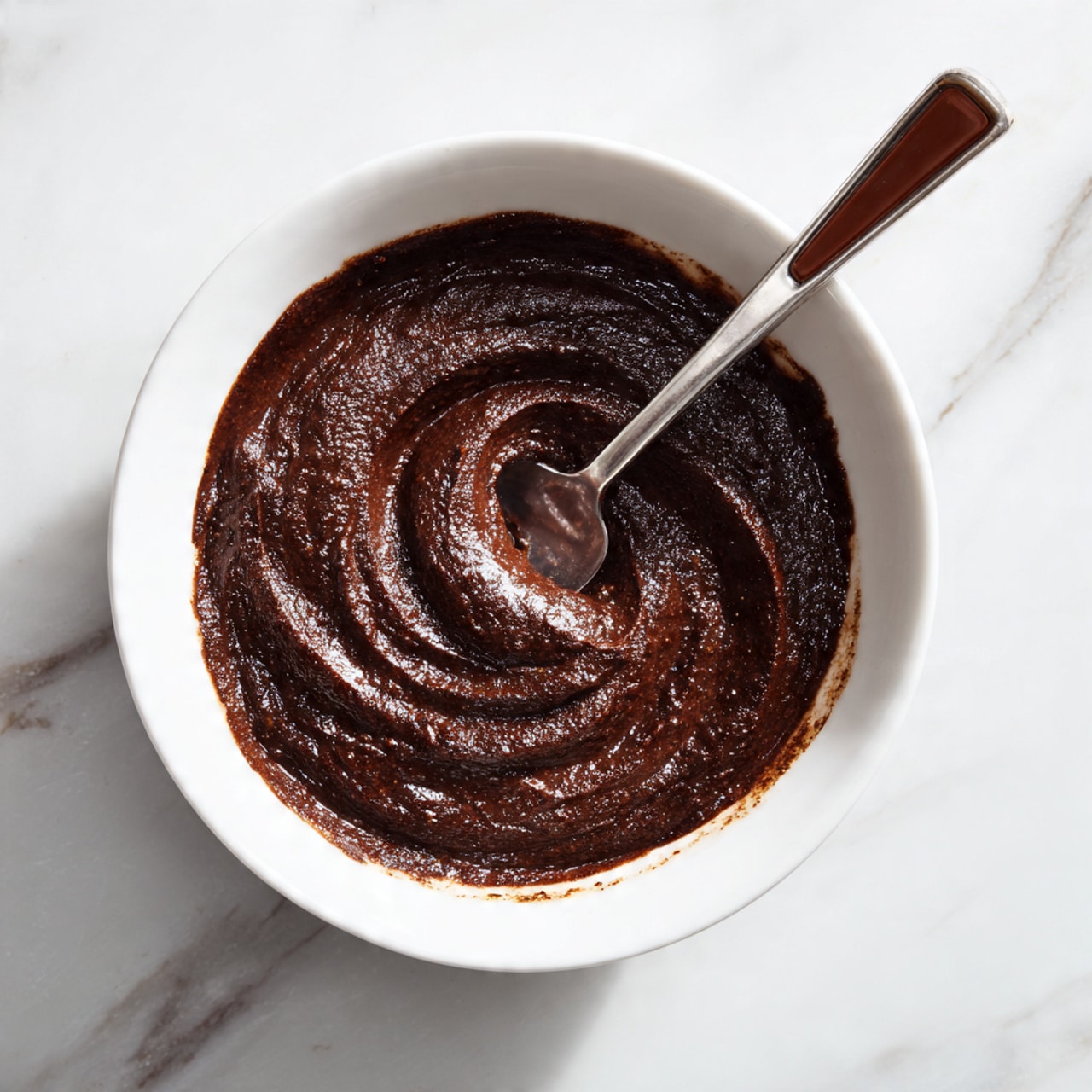 The image shows six square pieces of a dessert arranged in two rows of three on light brown parchment paper. Each piece has two layers: a bottom layer of dark brown cake with a slightly rough texture and a thick top layer of smooth, creamy white frosting. The frosting is topped with chopped pecans, scattered evenly across the surface, adding a rough, crunchy texture with shades of light brown and tan. The edges of the cake pieces are clean but slightly irregular. The background features a white marbled surface. Photo taken with an iphone --ar 4:5 --v 7