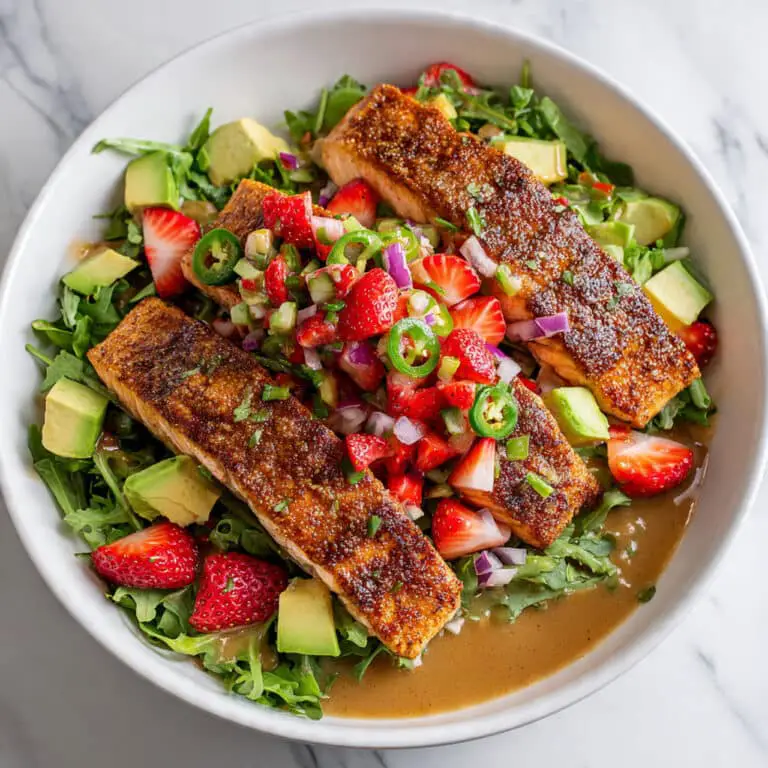 Grilled Salmon Salad with Strawberry Vinaigrette and Salsa Recipe