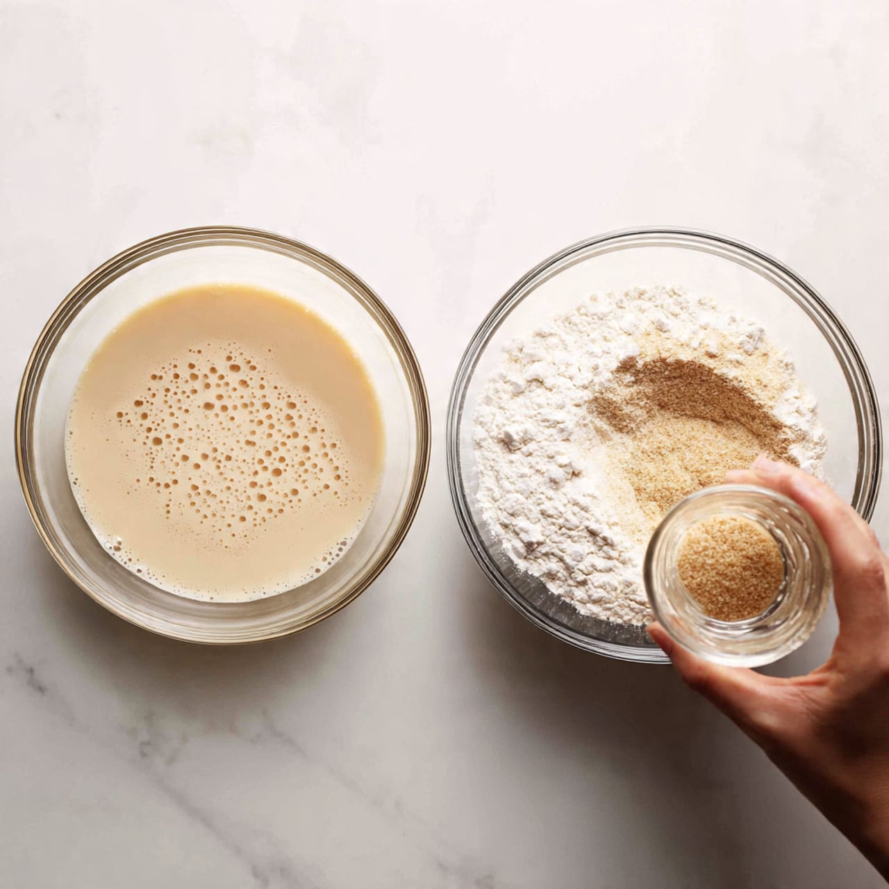 A white rectangular baking dish filled with twelve cinnamon rolls arranged in three rows of four. Each roll is thick and spiral-shaped, showing a golden brown dough with a visible swirl of cinnamon inside. They are generously covered with smooth, white icing that slightly drips down the sides but does not cover all the edges, allowing the golden dough to peek through. The dish is placed on a white marbled surface, with part of a soft pink cloth visible on the left side. Photo taken with an iphone --ar 4:5 --v 7