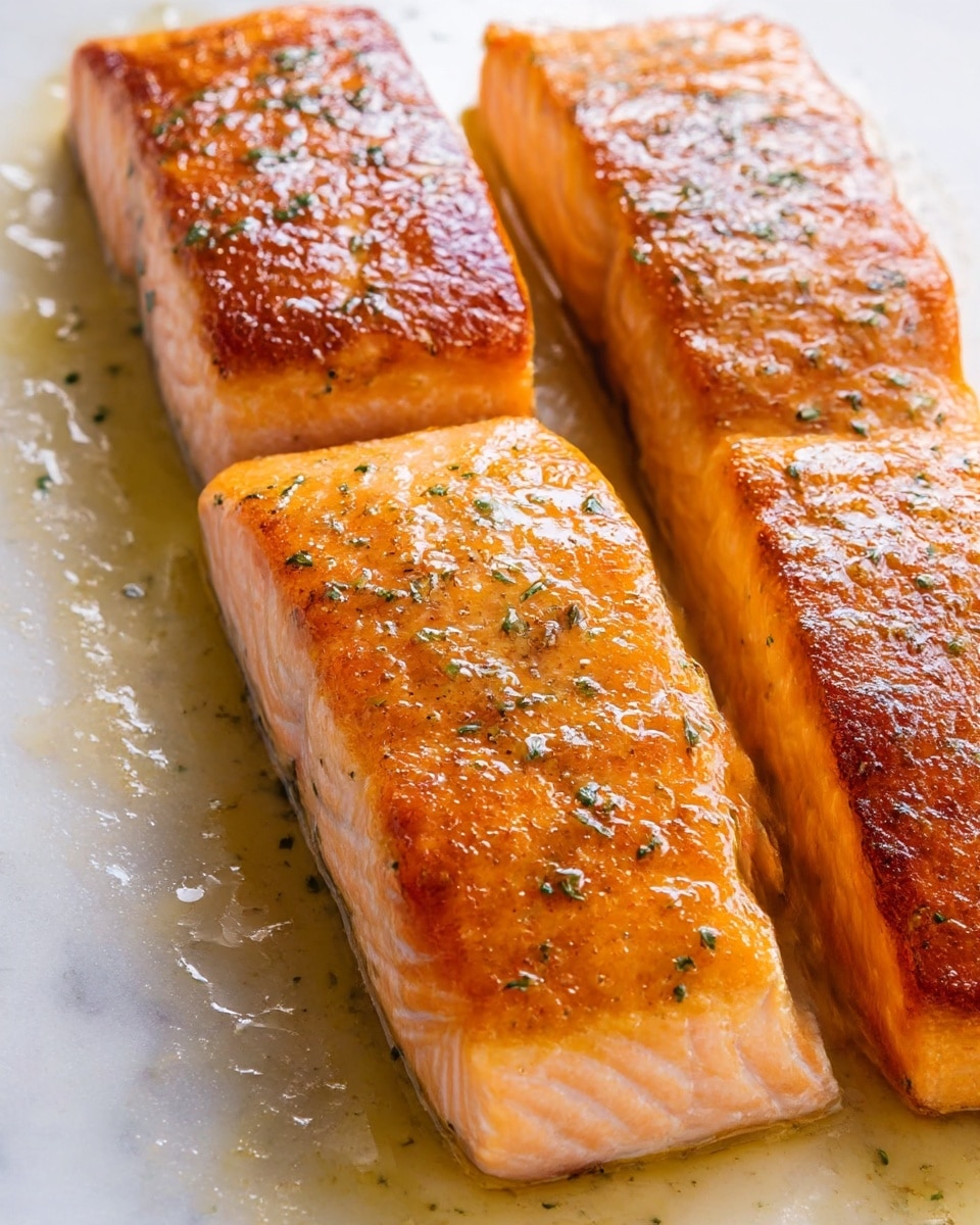 A white plate with a round edge pattern holds two main layers: the first layer is a piece of cooked salmon with a golden-brown crispy top sprinkled with dried herbs, showing a moist and tender texture underneath; beside it, the second layer consists of cooked carrot slices and zucchini pieces, both vibrant orange and green, slightly shiny and soft. A shiny gold fork is placed to the right of the salmon, touching the plate’s edge. The background is a white marbled surface. Photo taken with an iphone --ar 4:5 --v 7