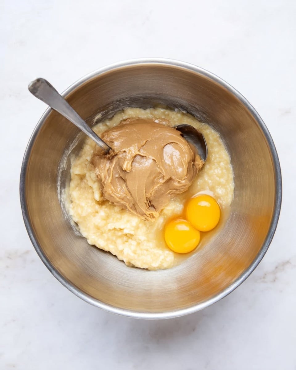 The image shows three thick, square chocolate brownies stacked on top of each other on a white marbled surface. Each brownie has a dark, slightly shiny top layer with a rich, smooth texture. The interior of the brownies is dense and crumbly with a lighter brown color, featuring small, uneven bits throughout. The middle brownie has a bite taken out of one corner, revealing the soft inside. Around the stack, there are a few more smaller brownie pieces scattered. Photo taken with an iphone --ar 4:5 --v 7