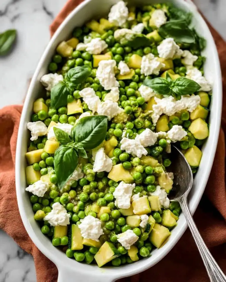 Peas, Courgette, and Ricotta Skillet Recipe