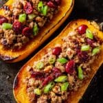 Stuffed Delicata Squash with Ground Beef, Cranberries, and Pecans Recipe