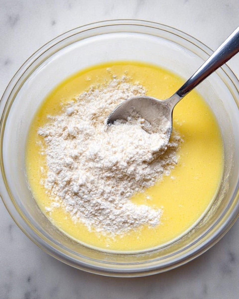 A white plate holds six golden brown muffins with a slightly rough and crumbly texture. The muffins are arranged in two layers, with four muffins on the bottom and two stacked on top, showing their rounded tops and darker, crisp edges. The plate sits on a white marbled surface with a colorful floral cloth nearby, featuring yellow and pink flowers with green leaves. In the background, there is a blurred white plate and a blue and white cup, creating a soft, bright setting. Photo taken with an iphone --ar 4:5 --v 7