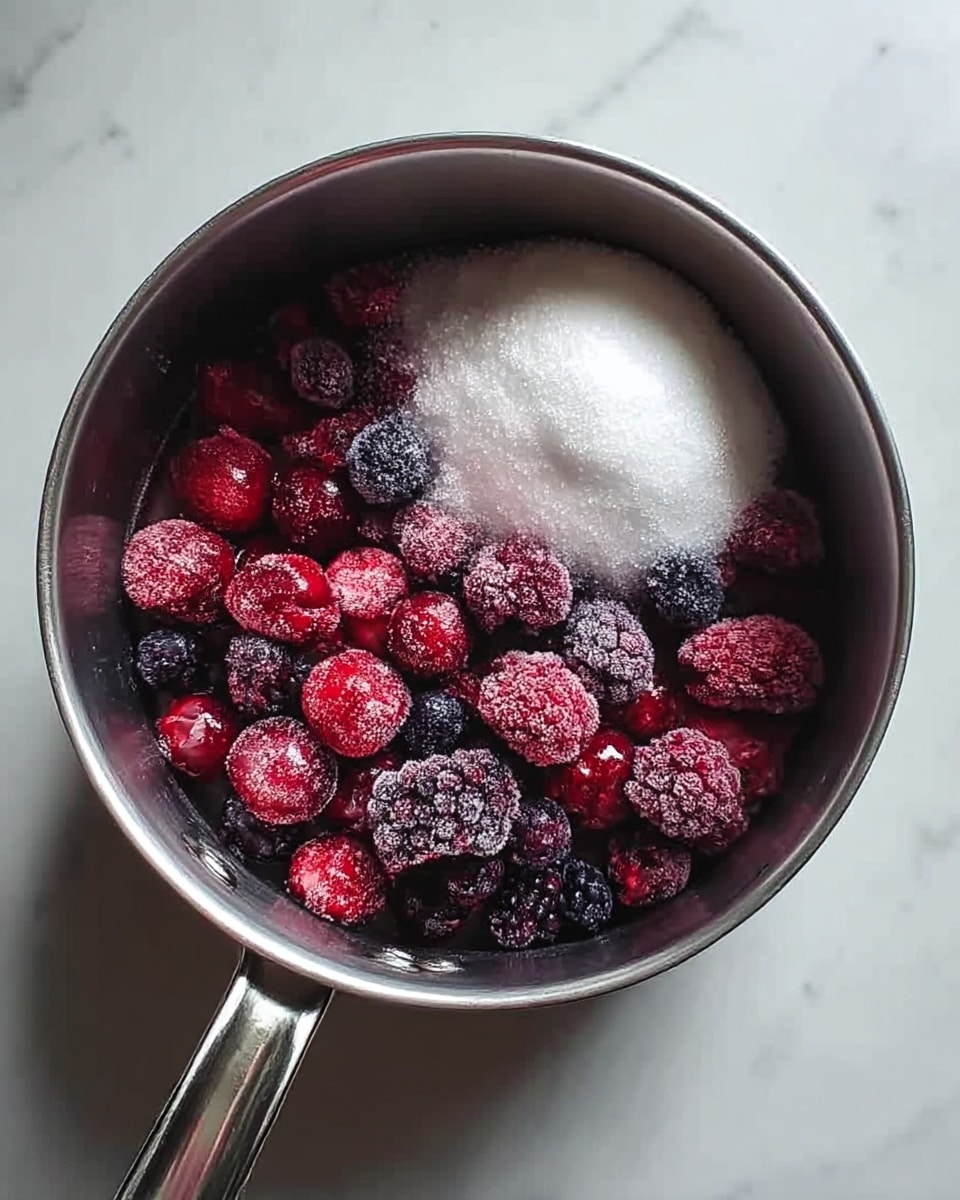 A rich chocolate cake with three dark brown layers stacked and filled with thick white cream and a layer of dark red berry jam in between. The top of the cake is covered with smooth chocolate frosting dripping slightly down the sides, sprinkled with fine chocolate shavings. A slice is placed on a white plate in front of the cake, showing the layers clearly with cream and berry jam visible. A gold fork rests next to the slice. The cake sits on a white plate on a white marbled surface. Photo taken with an iphone --ar 4:5 --v 7