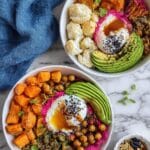 Nourish Bowl with Roasted Pumpkin, Chickpeas, and Poached Eggs Recipe