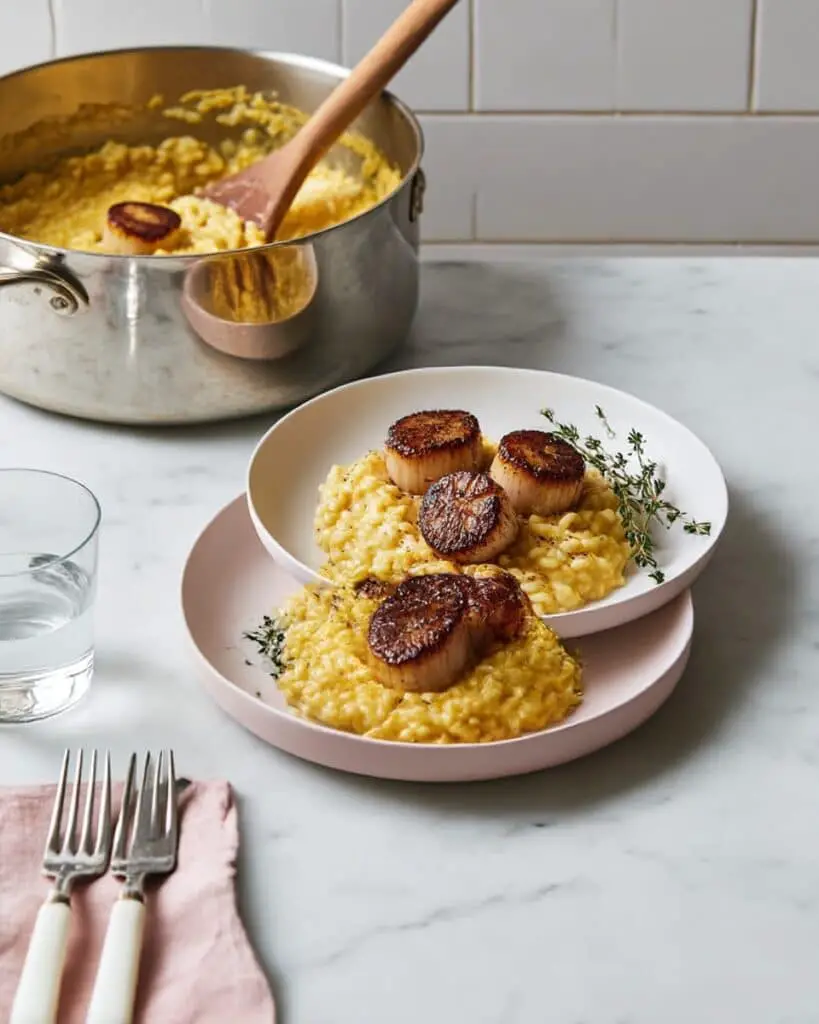 Brown Butter Scallops with Butternut Squash Risotto Recipe
