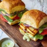 Haloumi Burger with Herby Mayo and Roasted Capsicum Recipe
