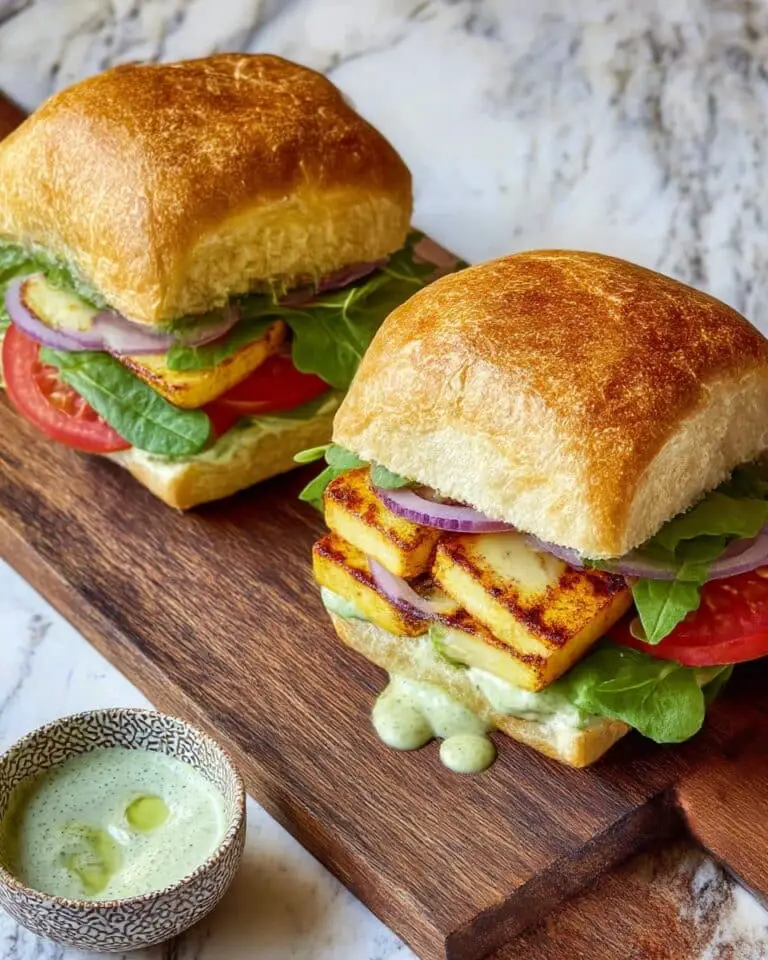 Haloumi Burger with Herby Mayo and Roasted Capsicum Recipe