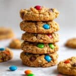 Giant Monster Cookies with Peanut Butter, Oats, and Chocolate M&Ms Recipe