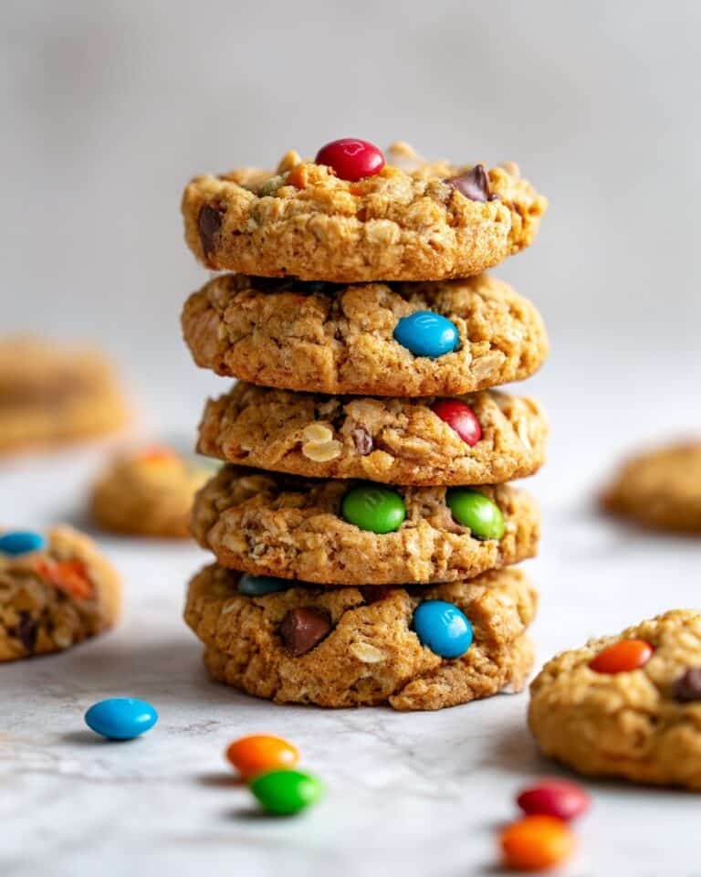 Giant Monster Cookies with Peanut Butter, Oats, and Chocolate M&Ms Recipe
