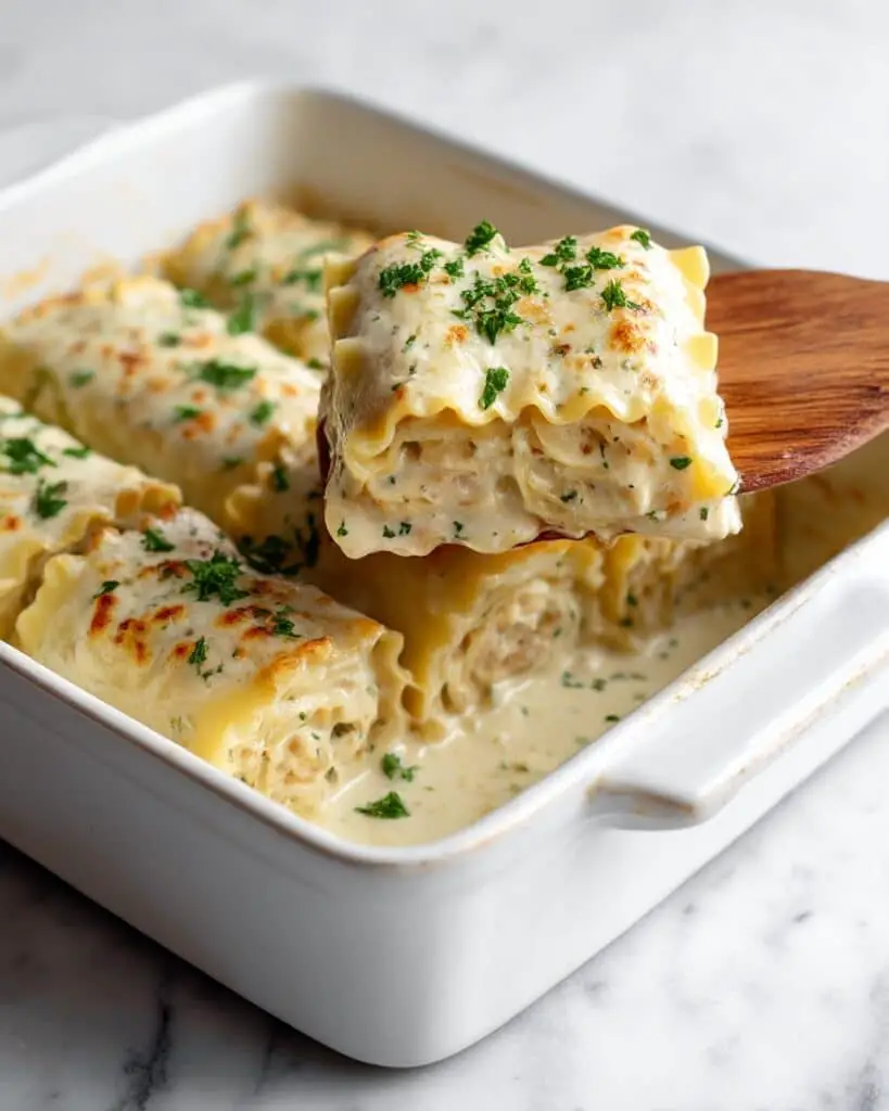 White Chicken Lasagna Roll-Ups with Bechamel Sauce Recipe