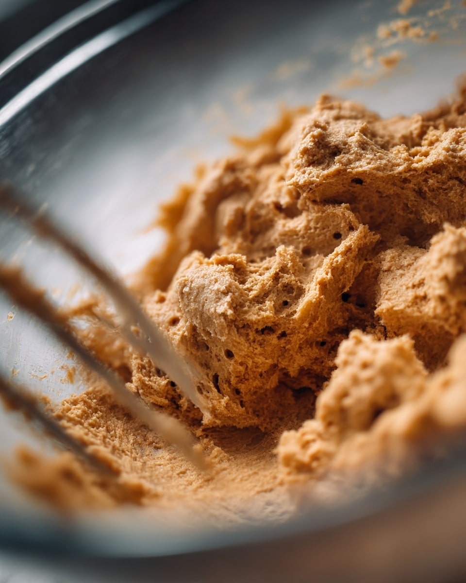 A tall stack of nine round cookies with a golden brown color and a slightly cracked surface is shown standing on a white marbled texture. The top cookie has a light dusting of sugar giving a slight sparkle to the rough texture. In the background, there is a blurred white bowl, adding depth to the photo taken with an iphone --ar 4:5 --v 7