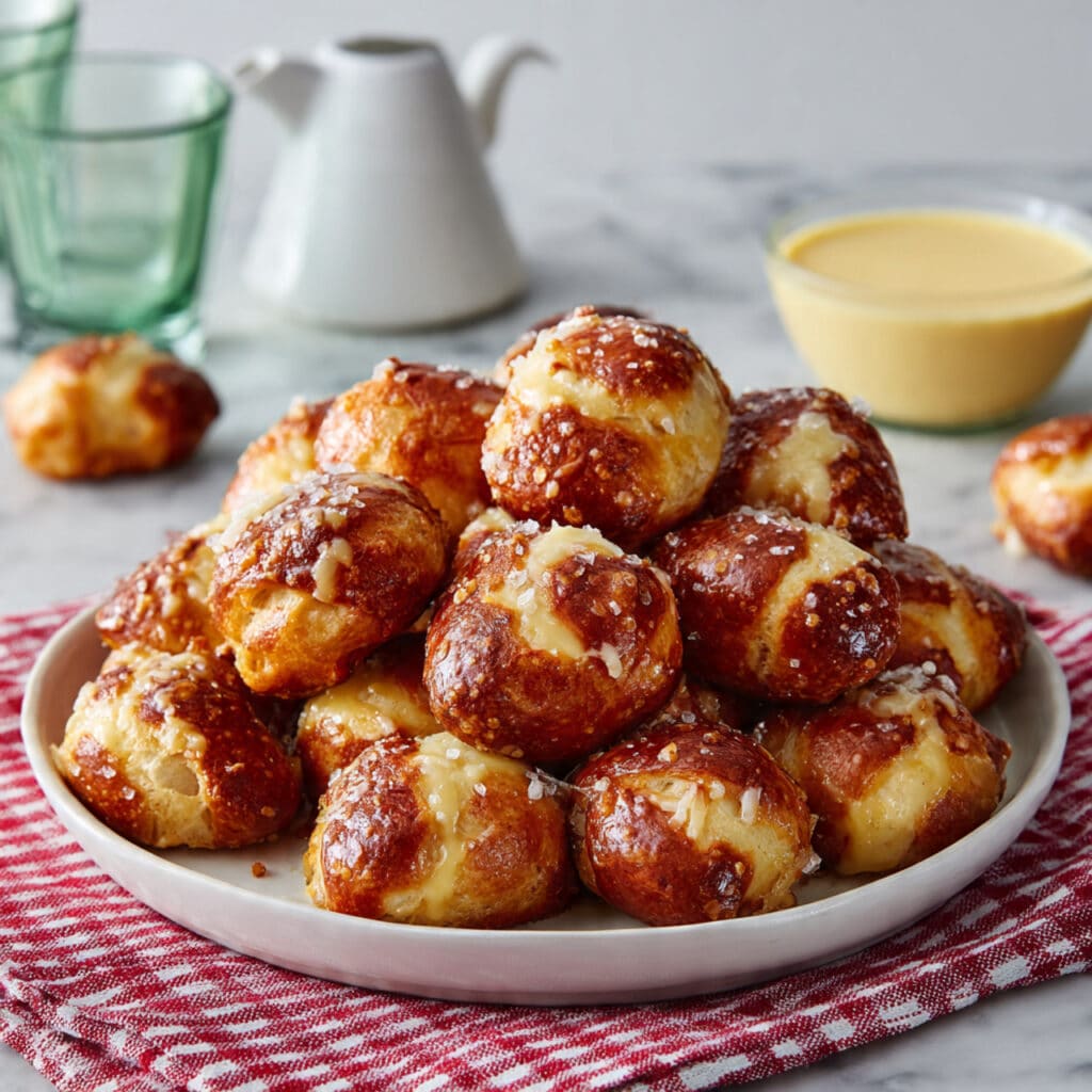 Biscuit Pretzel Bites with Cheddar Cheese Dip Recipe