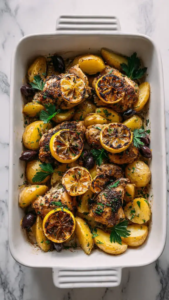 Greek Lemon-Garlic Chicken with Potatoes Recipe