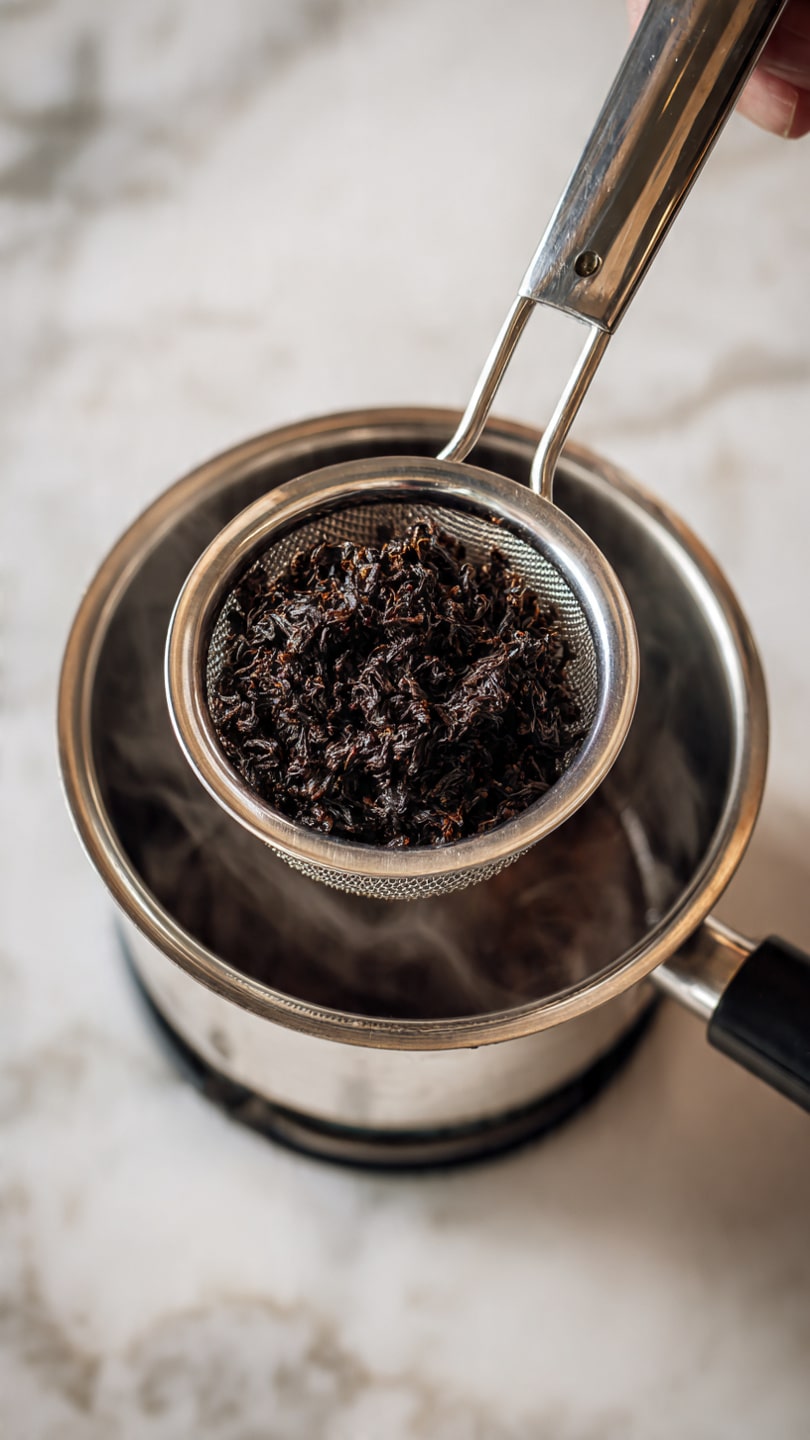 A clear glass mug filled with pink milk shows small bubbles and light green powder on top. The mug is on a small white marble coaster with gold edges. In the background, there is a white cup with gold handles and designs, a small white bowl with green chopped nuts, and a white bowl with pink and white sweets, all on a white marbled surface. The image is soft and bright with a clean look. photo taken with an iphone --ar 4:5 --v 7