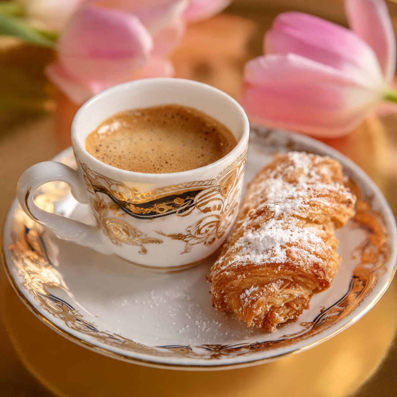 The image shows a pile of light golden, crispy pastry strips with scalloped edges, dusted generously with white powdered sugar, arranged closely together on a surface with a white marbled texture. Behind the pastries, there is a red and gold ornate mask with scrolling designs that adds a festive touch. The pastry strips have a slightly bubbled texture from frying, and the powdered sugar covers them unevenly, giving a soft snowy look. Photo taken with an iphone --ar 4:5 --v 7
