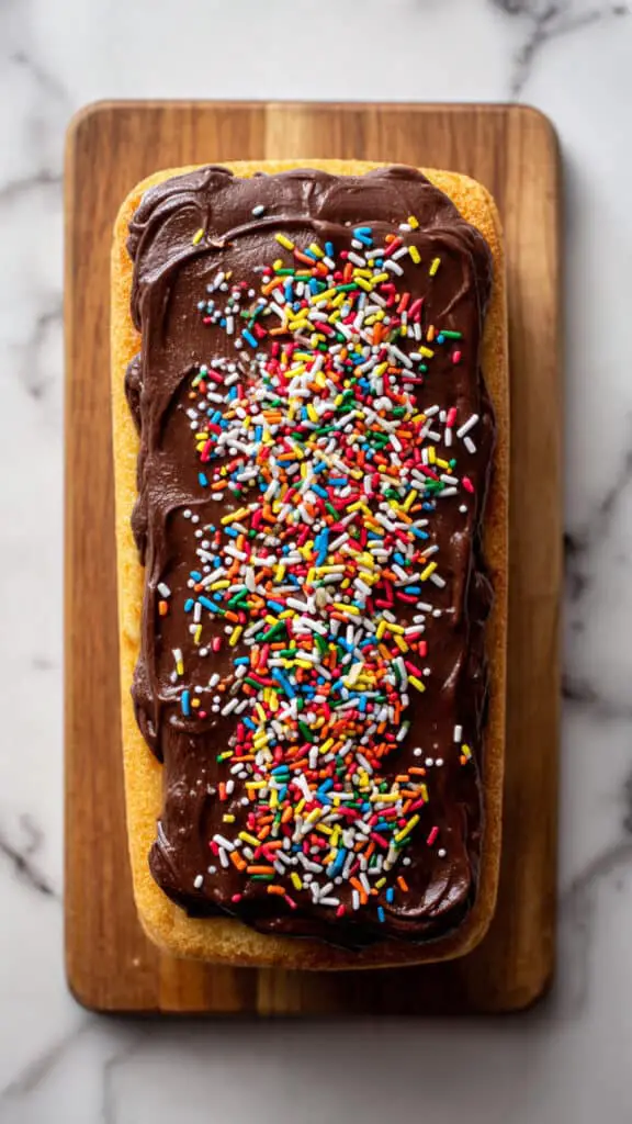 Classic Banana Tray Cake with Cocoa Icing and Sprinkles Recipe