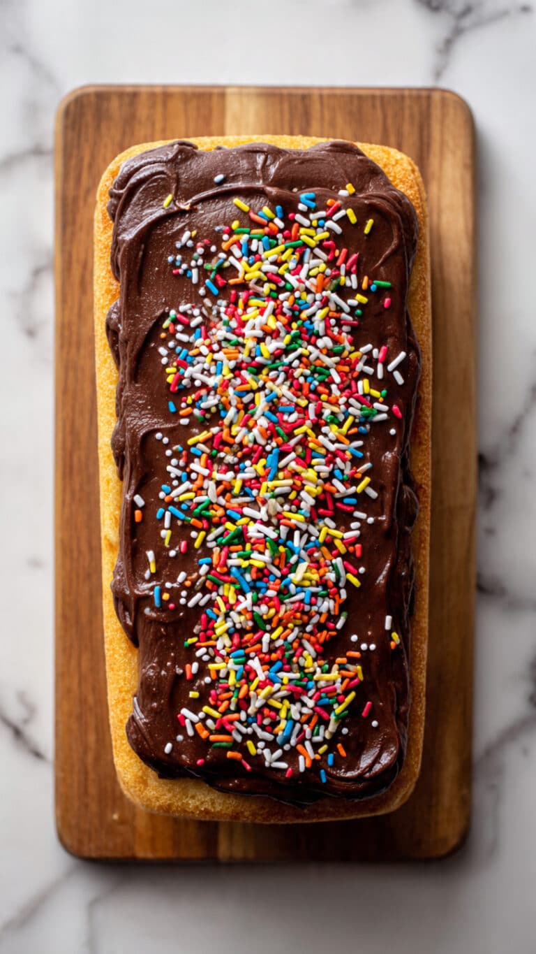Classic Banana Tray Cake with Cocoa Icing and Sprinkles Recipe