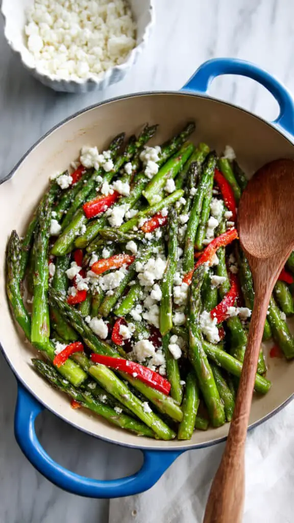 Sautéed Asparagus with Lemon, Garlic, and Feta Recipe