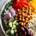 Mediterranean Kale and Chickpea Salad with Crispy Chickpeas and Lemon Dressing Recipe