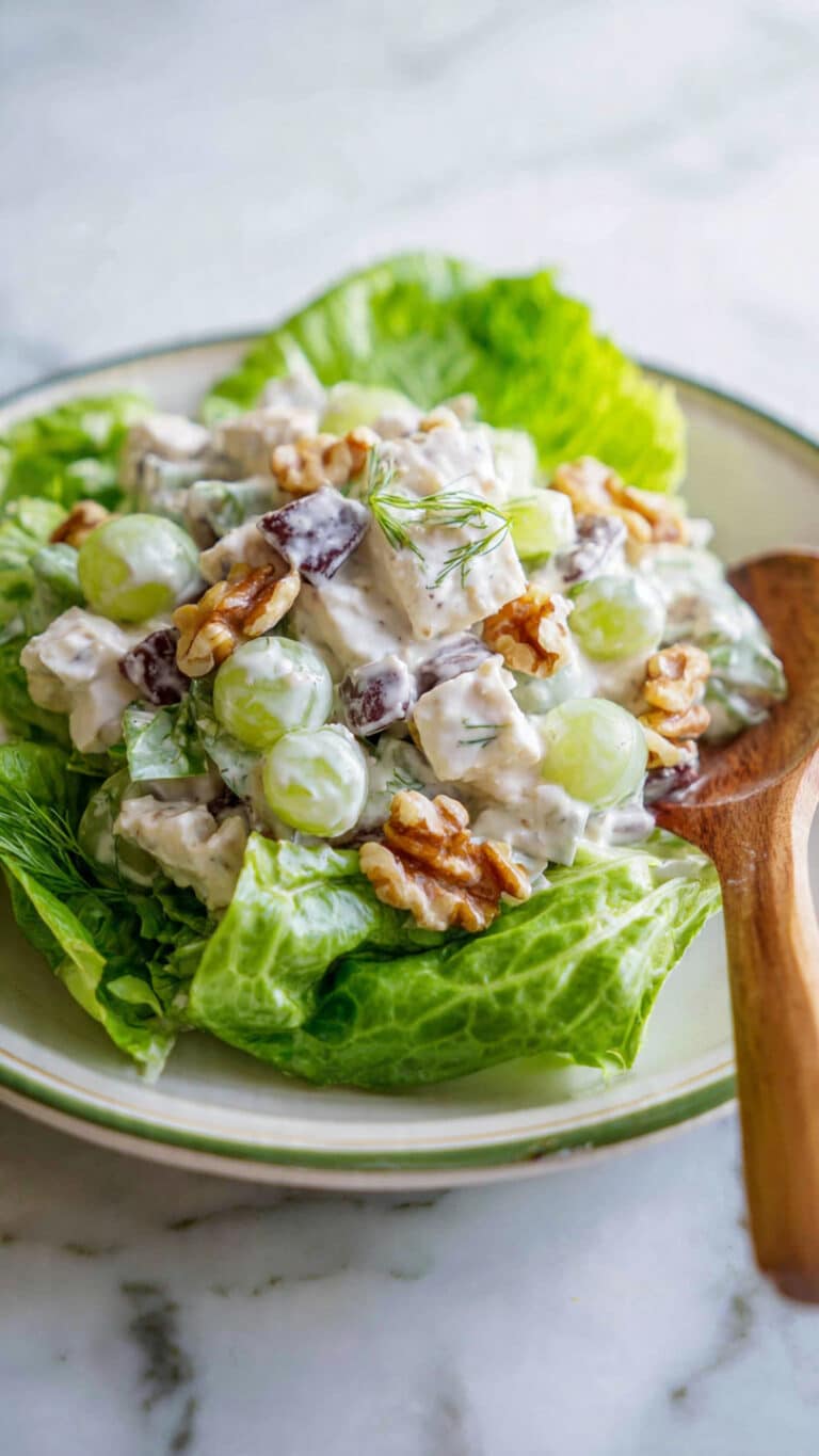 Creamy Waldorf Salad with Apples, Grapes, Celery, and Walnuts Recipe