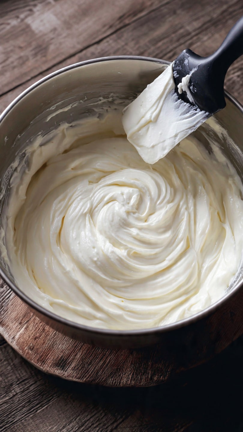 The image shows twelve small swirls of white cream or meringue shaped into neat rosettes, arranged in three columns of four on a large silver baking tray lined with parchment paper. Three strips of bright blue tape divide the tray into columns, with handwritten notes on the tape describing different contents for the rows, but the swirls all look similar with smooth, glossy, and soft textures. The wooden surface under the tray is replaced by a white marbled texture. Photo taken with an iphone --ar 4:5 --v 7