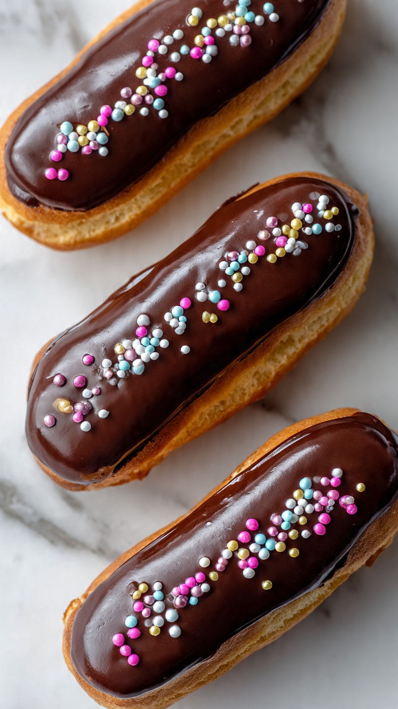 Mini Eclairs with Whipped Cream and Chocolate Glaze Recipe