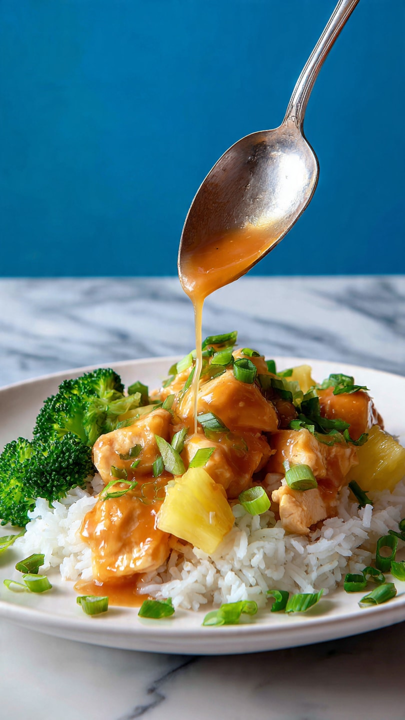 A white bowl filled with a clear orange-brown sauce that has small red chili flakes and white seeds spread throughout. Inside the bowl, there is a shiny metal spoon holding some of the sauce, showing the liquid’s smooth, slightly thick texture. The bowl sits on a white marbled surface with soft lighting highlighting the sauce’s glossy look. photo taken with an iphone --ar 4:5 --v 7