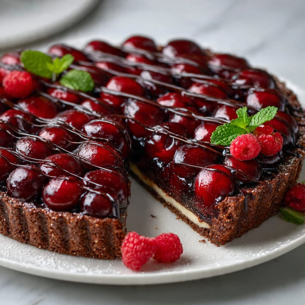Vegan Chocolate Cheesecake with Cherries Recipe