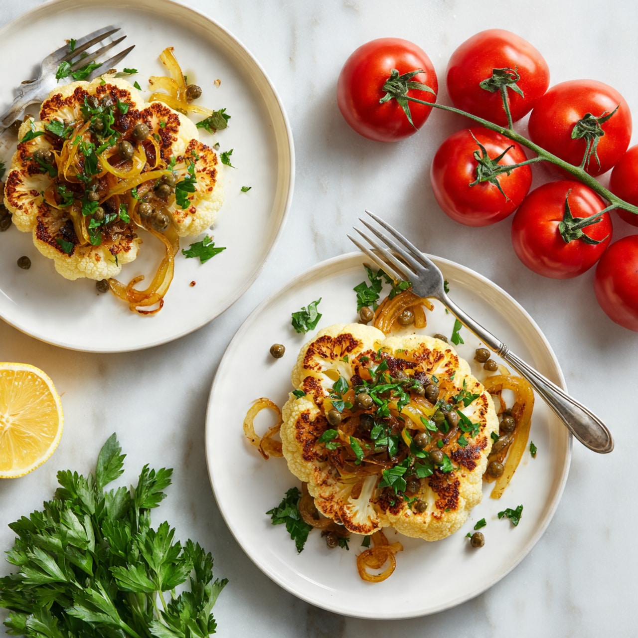 Roasted Cauliflower Cutlets with Lemon-Caper Sauce Recipe