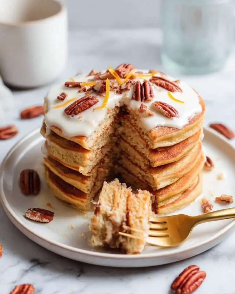 Carrot Cake Pancakes with Cream Cheese Frosting and Toasted Nuts Recipe