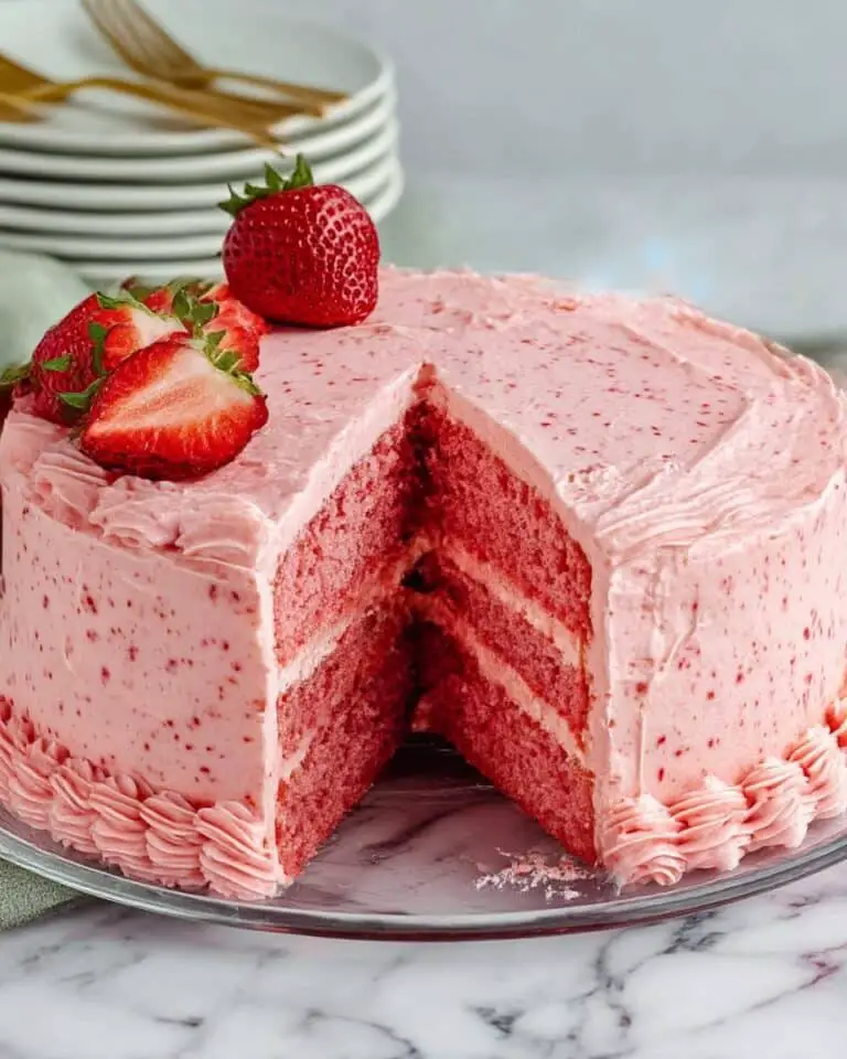 Strawberry Cake with Fresh Strawberry Buttercream Recipe