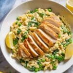 One-Pan Lemon Chicken Orzo with Peas and Spinach Recipe
