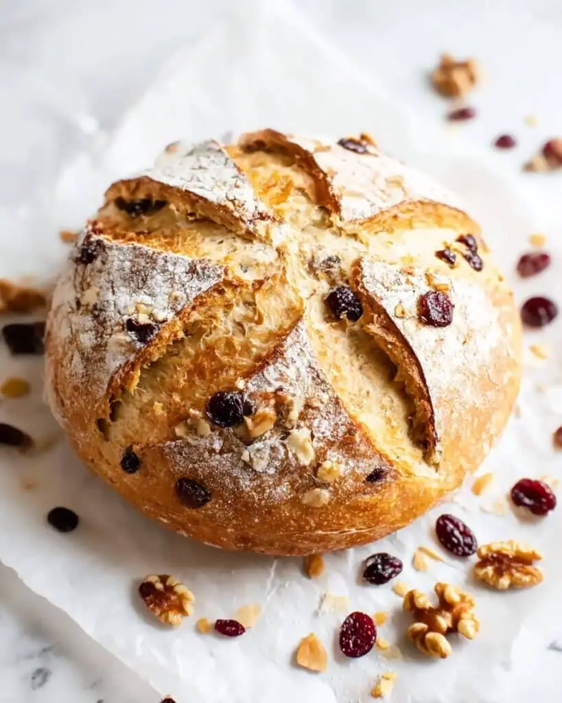 No-Knead Cranberry Walnut Bread Recipe