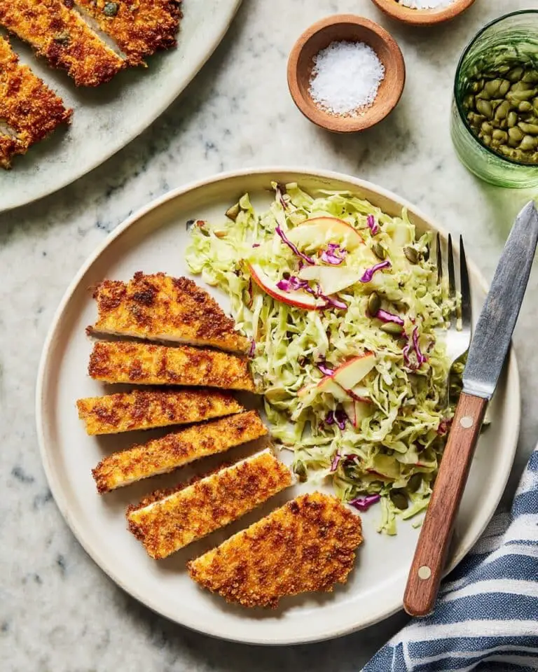 Crispy Chicken Cutlets with Apple Slaw Recipe