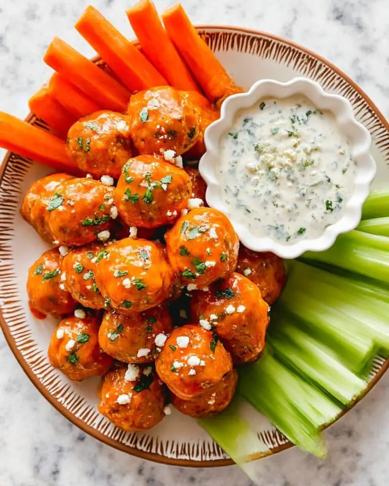 Buffalo Chicken Meatballs with Blue Cheese Dip Recipe