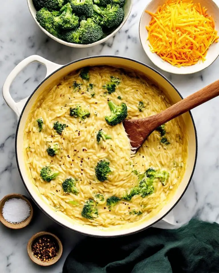 Broccoli Cheddar Orzo Recipe