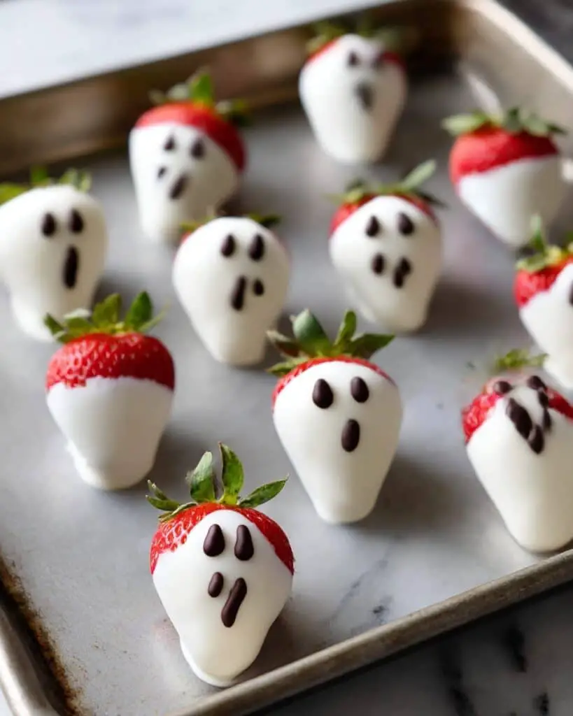 Strawberry Ghosts: Fun and Spooky White Chocolate Dipped Strawberries Recipe