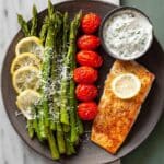 Easy One-Pan Salmon with Roasted Spring Vegetables Recipe