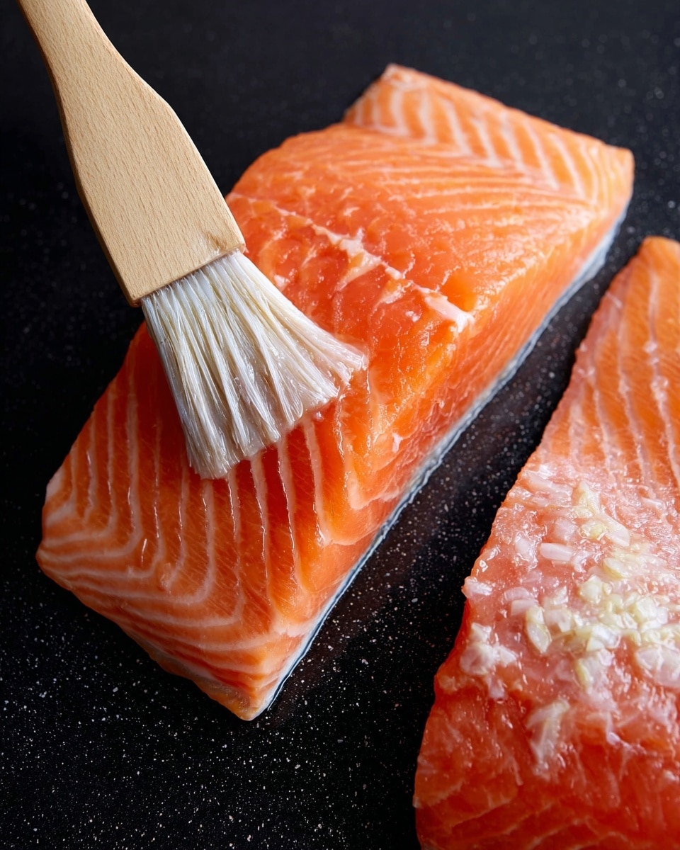 A white plate with a large piece of cooked salmon topped with black pepper and a wedge of lemon on top, slightly pink and flaky in texture; on the left side, a bundle of green asparagus spears seasoned with small bits of garlic and some grated cheese; in the middle, a smear of white creamy sauce with herbs, partially under the salmon and asparagus; a fork lifting a small piece of salmon coated in the sauce placed near the top right; the background is a white marbled texture photo taken with an iphone --ar 4:5 --v 7
