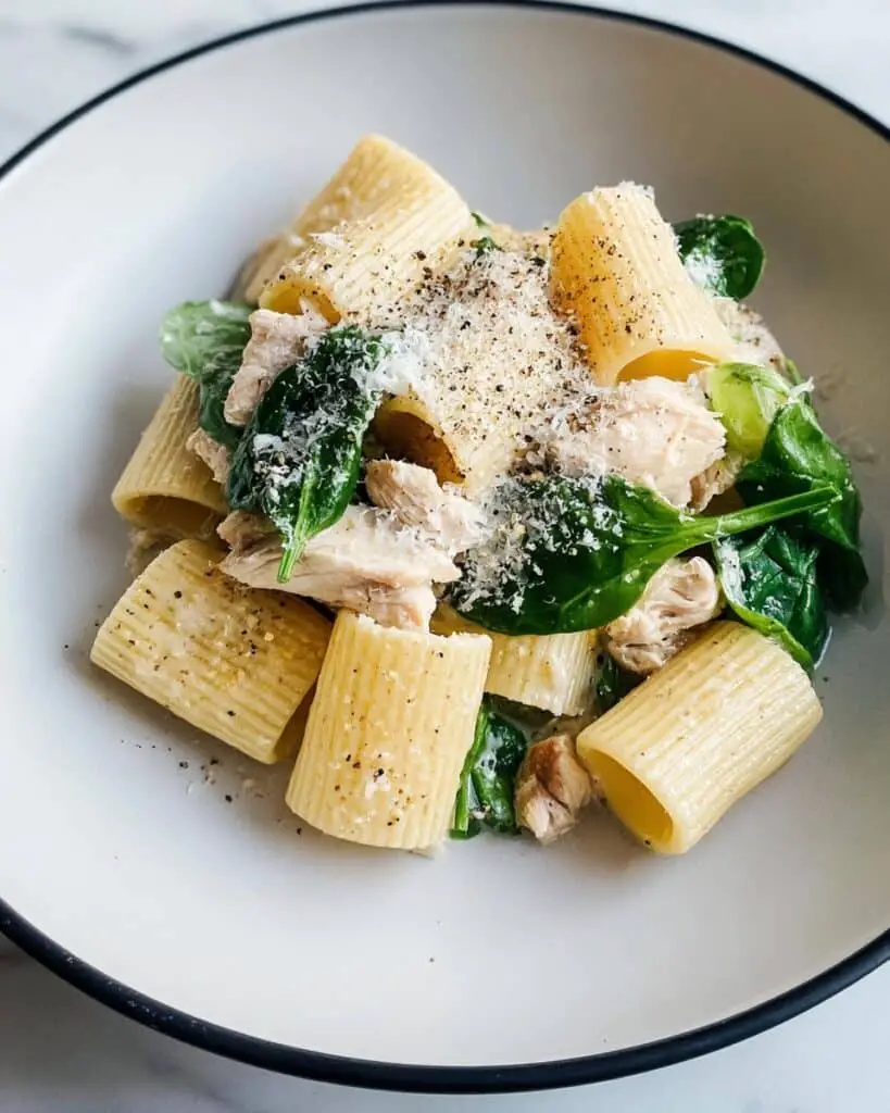 Carbonara-Style Pasta with Chicken and Spinach Recipe